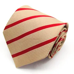 レミュー ブランド ネクタイ シルク ストライプ柄 メンズ ホワイト LES MUES  【中古】