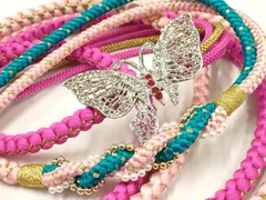 平和屋着物●和装小物　振袖用帯締め2本セット　装飾　ラインストーン　パール　ビーズ　金糸　逸品　未使用　AAAW4503ay