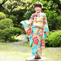 七五三 7歳 着物 正絹 七歳 七才 7才 7歳児用 女の子 単品 高級 子供 女児 キッズ kids 753 着物 水色（花・鹿の子） 7歳児用 女の子 単品 高級 ブランド お祝い 晴れ着 きもの メール便不可 紅一点 正絹生地日本製 呉服屋 送料無料 送