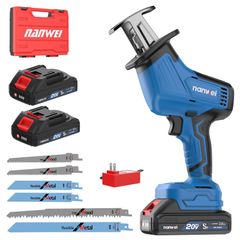 NANWEI 充電式レシプロソー マキタ18Vバッテリー対応 電動ノコギリ ブラシレスモータ― 小型電動のこぎり コードレス ストローク長15mm DIY 無段変速 安全ロック 木材・金属などの切断 2.0Ahバッテリー2個付き