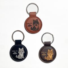 ワンちゃん好きの方へ！プレゼントにも◎【皮製レーザー彫刻チャーム】～柴犬～オリジナルデザイン