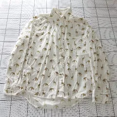 ◇ Θ THE SHARKEY'S GALLERY キリン 長袖 ボタンダウン シャツ サイズM ホワイト系 メンズ E  【1508060004642】