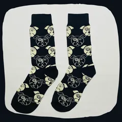 わんこ 犬 ブラック クルーソックス #122