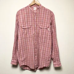 Karl Helmut カールヘルム メンズM 長袖シャツ チェックシャツ ノーカラーシャツ トップス 胸ポケ カジュアル 古着 PINK HOUSE