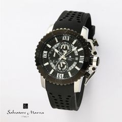 腕時計メンズ 【Salvatore Marra】サルバトーレマーラ メンズ 腕時計 クロノグラフ 10気圧防水 ラバーベルト　リューズカバー　SM21103-SSBKBKおしゃれ　贈り物