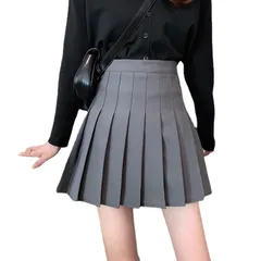 [Four leaf] 地雷系 かわいい プリーツ ミニスカート 服 フレア ひざ上 ショート丈 ミニ丈 ミニスカ 大きいサイズ (L, 灰) [グレー] [L]