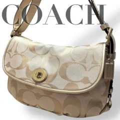 ☆★美品★COACH　コーチ　ショルダーバッグ　2way　肩掛け　シグネチャー　ターンロック　キャンバス　レザー★　♯1948