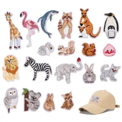 【特価商品】ウサギリスペンギン アイロンワッペン 男の子 アップリケ アップリケ 女の子 ワッペン ワッペン かわいい ワッペン おしゃれ ワッペン 刺繍 可愛い （19枚セット）アイロンワッペン 動物 貼り付けまたは縫い付け PAVIKE