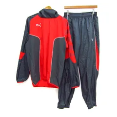 プーマ セットアップ 上下セット ウィンドブレーカー スポーツウエア 大きいサイズ メンズ Oサイズ グレー系×レッド PUMA 【中古】