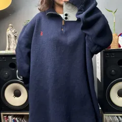 ポロラルフローレン ネイビー ハーフジップアップ ニット