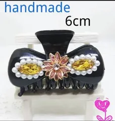 ★お花 ＆ イエローストーン バンスクリップ 6cm★商品番号R-11