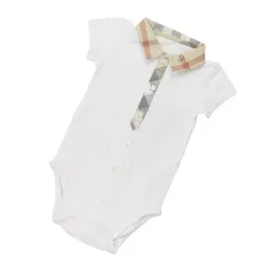 BURBERRY バーバリーベビー 襟付き半袖ロンパース [B97366WHT]