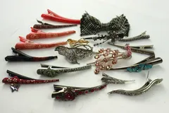 ヘアクリップ 18点セット ラインストーンなど ヘアアクセサリー まとめて 大量 レディース 【中古】