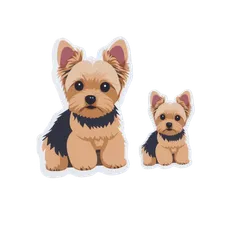ST-35 かわいいヨークシャーテリアの防水ステッカー 2枚セット