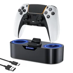 新品 NEWDERY PS5 コントローラー 充電スタンド PS5 コントローラー edge 充電器 収納スタンド 急速充電 置くだけ充電 ps5コントローラー 周辺機器 アクセサリ USB-Cケーブル付属 LED指示ランプ付き 過充電防止 コンパクト 軽量