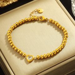 ステンレスハートブレスレット　アクセサリー　金属アレルギー対応　INS　デザイン　18Kコーティング