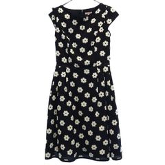 トッカ 日本製 花柄 フレンチスリーブ ワンピース 0 ブラック TOCCA