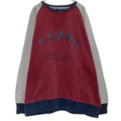 TOMMY JEANS ロゴスウェット トレーナー L グレー バーガンディー トミージーンズ 裏起毛 古着卸 アメリカ仕入 a701-5597