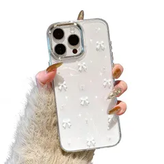 QLTYPRI iPhone16 Pro Max ケース クリア ホワイト ミニリボン おしゃれ 韓国 iPhone16 Pro Maxケース 透明 可愛い 耐衝撃 スマホケース 立体 りぼん装飾 きらきら アイフォン16 Pro Max ケース、ホワイト 0