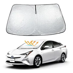 【2024 厚い5層構造】BLUESEATEC トヨタ プリウス 50系 フロントガラスサンシェー ZVW50 ZVW51 ZVW55 4代目 フロントガラス H27.12-R5.1 高密度生地 厚手材質 5層構造 日よけ 暑さ対策 内装劣化防止 紫外線カ 0