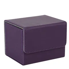 Venssu デッキケース トレカケース ストレージボックス 横入れ マグネット PU レザー 120枚 Sサイズ「 遊戯王 ポケモン デュエマ 各種 カードゲーム に使用可能 」スリーブ対応 (紫) 1