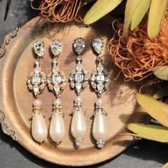 ウェディング アクセサリー 総スワロフスキー パール 揺れる ピアス イヤリング