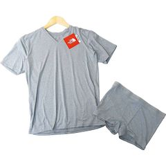 未使用 THE NORTH FACE ノースフェイス Vネックシャツ ボクサーパンツ トラベルパック インナーウェア 上下セット S グレー
