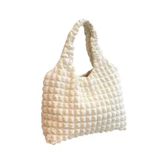 starink トートバッグ レディース 韓国風 おしゃれ かわいい シンプル 大学生 キルティング 大容量 ポップコーントート もこもこ 肩掛け ホワイト [ホワイト]