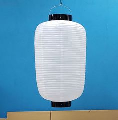 汚れ有り　ビニール・尺五長提灯　白　70×40㎝　JOA-188