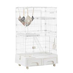 猫 ケージ キャットケージ 2段 猫トイレ付 キャスター付 ハンモック付 猫ゲージ おしゃれ キャットハウス ネコ ハウス 多段 留守番 保護 脱走防止 多頭飼い 多頭 スチール ペットケージ