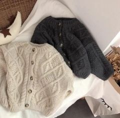 【送料無料】✳韓国子供服✳ ふんわり編み ニット カーディガン ジャケット 90