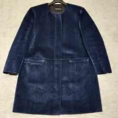 【美品/希少】マックス&コー　ノーカラーコート　大きいサイズ44　ジップアップ