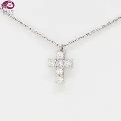 VENDOME AOYAMA ヴァンドーム青山 6Pダイヤモンド クロス ペンダント ネックレス D0.18ct PT900 PT850 2.47g 全長40.5㎝
