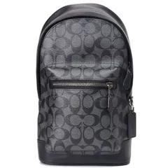 コーチ メンズ バッグ COACH コーティングキャンバス レザー シグネチャー ウェスト パック ワンショルダー バックパック ボディーバッグ チャコール×ブラック coach2853