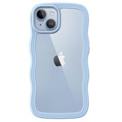 【人気商品】うねうね 耐衝撃 波状フレーム スマホカバー ケース 女性用 かわいい 女子向け 6.1インチ用 クリア 14 ハードPCバック iPhone (ブルー) JEDirect
