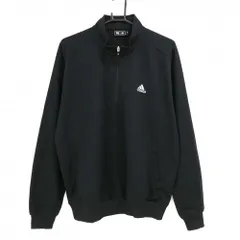 アディダス ハイネックトレーナー 黒 ロゴ刺しゅう ハーフジップ メンズ L/G ゴルフウェア adidas