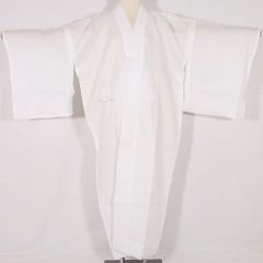 本麻 紋紗 白 長襦袢 クリーニング美品 小柄な方 裄64身丈121㎝いしき