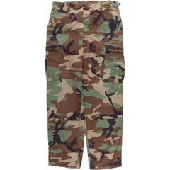 古着 90年代 米軍実品 迷彩柄 ウッドランドカモ リップストップ ミリタリー カーゴパンツ コンバットパンツ USA製/eaa567194