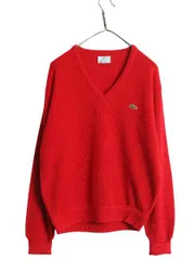 【お得なクーポン配布中!】 80s USA製 ラコステ Vネック アクリル ニット セーター メンズ レディース M 古着 ヴィンテージ ワンポイント シンプル 薄手 カジュアル 赤