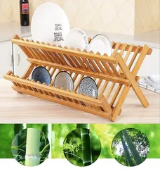 竹製 ディッシュラック 皿立て 水切り スタンド キッチン スペース 有効活用