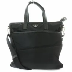 プラダ PRADA 2WAY トートバッグ ショルダーバッグ ロゴ 三角プレート ミニポーチ付き ナイロン 黒 ブラック /MW ☆AA★