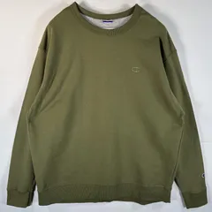 古着 チャンピオン Champion スウェット トレーナー 大きいサイズ ワンポイントロゴ刺繍 クルーネック XXL  グリーン系 メンズ