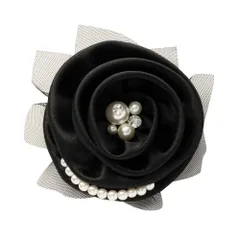 【ブラック×ワンサイズ】[Cream dot. クリームドット公式] コサージュ フォーマル 卒業式 卒園式 入学式 入園式 ママスーツ ピン クリップ 上品 エレガント 華やか ビジュー パール チュール フラワー 花 大人 ベージュ  
