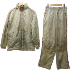 ナイキ NIKE 90s 銀タグ ナイロンセットアップ ジャケット イージーパンツ ロゴ刺繍 ベージュ L XL