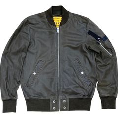 【国内正規品】DIESEL メンズ 羊革 MA-1 レザージャケット カーキ Sサイズ