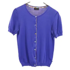 ポールスミスブラック 半袖 ニットカーディガン M ブルー系 Paul Smith BLACK レディース 【中古】  【230525】
