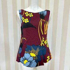 ★ MARNI マルニ ノースリーブ コンシールファスナー ボルドー 花柄 レディース シルク100% サイズ:38 NO139