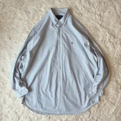 90s Polo Ralph Lauren ポロラルフローレン 美品 コットンストライプシャツ L/S BD YARMOUTH ヤーマス ポニー有 オーバーサイズ 大きめ 身幅広め 古着 ヴィンテージ Vintage