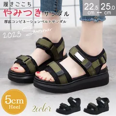 スポーツサンダル 厚底 サンダル ベルクロ ヒール5cm 疲れない 軽量 美脚 レディース アウトドア 痛くない 歩きやすい スポーツサンダル スポサン ビーチサンダル おしゃれ カジュアルシューズのサムネイル