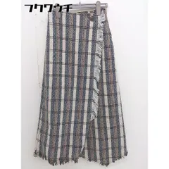 ◇ PAGEBOY チェック フリンジ ニット ロング ラップ スカート サイズ F ベージュ ブラック マルチ レディース  【中古】 【1112180005863】のサムネイル